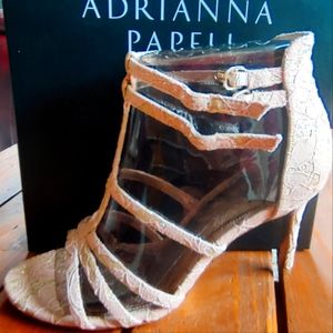 Adrianna Papell Blush & Gold Lace Shoes